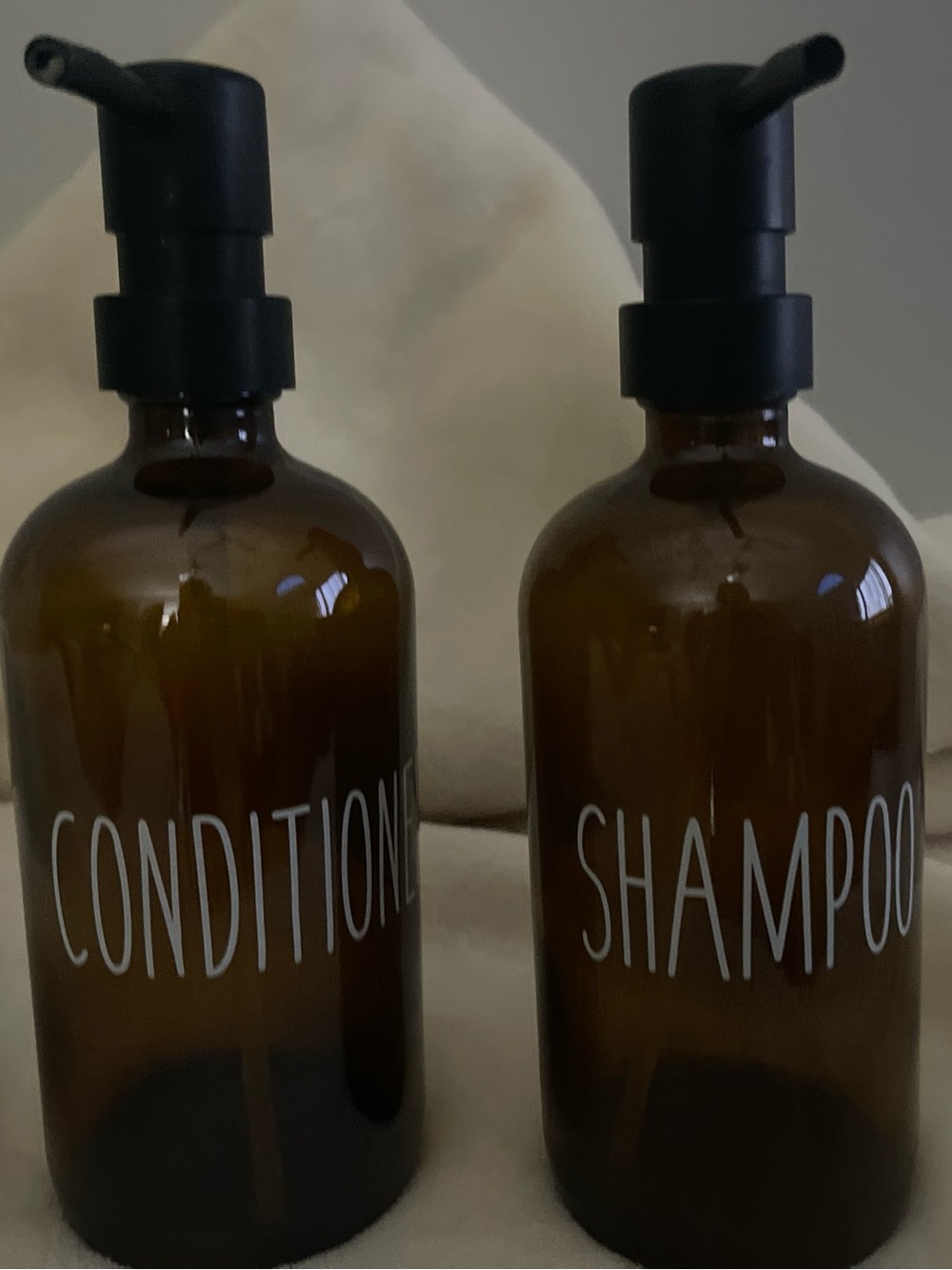 Amber Glass Shampoo & Conditioner Pump Bottles